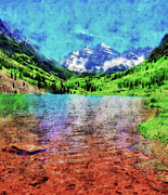 Maroon Bells Watercolor Painting by Dan Sproul