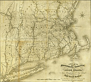 Massachusetts Connecticut and Rhode Island and parts of New Hampshire and New York Drawing by Vintage Maps