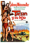 MAUREEN O'SULLIVAN, JOHNNY SHEFFIELD and JOHNNY WEISSMULLER in TARZAN FINDS A SON -1939-. Photograph by Album
