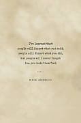 Maya Angelou Quote 01 - Typewriter quote on Old Paper - Literary Poster - Book Lover Gifts Mixed Media by Studio Grafiikka