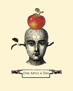 Medieval Apple Man Portrait Mixed Media by Madame Memento