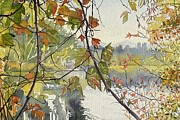 Mellow Autumn Lake Drawing by Luisa Millicent