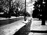 Melting Snow Down the Street - Black and White Photograph by Frank J Casella