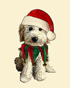 Merry Christmas Labradoodle Digital Art by Madame Memento