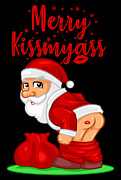 Merry Kissmyass Cute Santa Claus Shows Skin Digital Art by Mister Tee