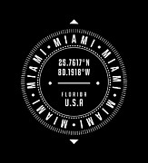 Miami, Florida, USA - 2 - City Coordinates Typography Print - Classic, Minimal Digital Art by Studio Grafiikka