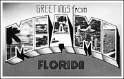 Miami Florida Vintage Retro Travel Black and White  Photograph by Carol Japp