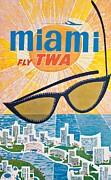 Miami Fly TWA vintage travel poster Digital Art by Christina Fairhead Art and Merch