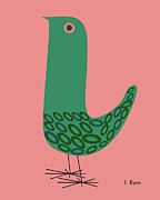 Mid Century Bird in Pink Digital Art by Donna Mibus