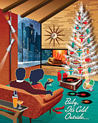 Mid Century Couple Christmas illustration Digital Art by Diane Dempsey