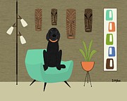 Mid Century Danoodle Dog Digital Art by Donna Mibus