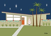 Mid Century House Decorated for Christmas Digital Art by Donna Mibus
