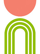 Mid Century Modern Green Arch- Geometric Art by Linda Woods Digital Art by Linda Woods
