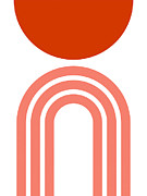 Mid Century Modern Red Arch- Geometric Art by Linda Woods Digital Art by Linda Woods