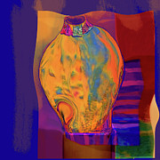 Midnight at the Museum, The Giant Clay LOVE Pot Mixed Media by Zsanan Studio