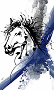 Midnight Majesty - Modern Horse Abstract Art - Indigo Blue Modern Art Painting by Lourry Legarde Midnight Majesty - Modern Horse Abstract Art - Indigo Blue Modern Art Painting by Lourry Legarde