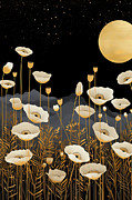 Midnight Poppy Fields Art Painting by Lourry Legarde Midnight Poppy Fields Art Painting by Lourry Legarde