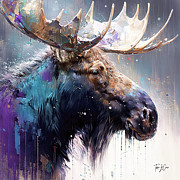 Mighty Moose Painting by Tina LeCour Mighty Moose Painting by Tina LeCour
