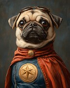 Mighty Pug Hero Digital Art by Ben Tomball