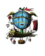 Minerva hot air balloon Digital Art by Madame Memento
