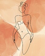 Minimal Line Art Curvy Woman One Line Art Print Woman body Line Drawing Body Positivity Mixed Media by Mounir Khalfouf