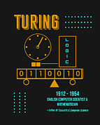 Minimal Science Posters - Alan Turing 01 - Mathematician, Computer Scientist Digital Art by Studio Grafiikka