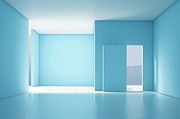Minimalism 03 Empty Blue Room Digital Art by Matthias Hauser