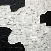 Minimalist Organic Black Shapes on White Canvas Painting by Lourry Legarde