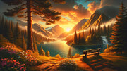 Misty Mountain Lake 1 Digital Art by Allen Nice-Webb