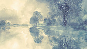 Misty Winter Landscape Painting by Alex Mir