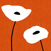 Mod Poppies Orange 3- Art by Linda Woods Mixed Media by Linda Woods