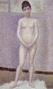 'Model from the Front', 1886-1887, Oil on panel, 25 x 16 cm. Painting by Georges SEURAT -1859-1891-