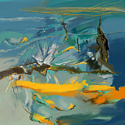 Modern Abstract Painting - Blue and Yellow Painting by Patricia Awapara Modern Abstract Painting - Blue and Yellow Painting by Patricia Awapara
