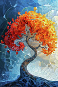 Modern Tree Art Orange and Blue Digital Art by Matthias Hauser Modern Tree Art Orange and Blue Digital Art by Matthias Hauser