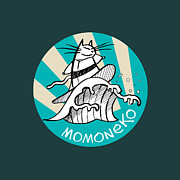 Momoneko Surfer Drawing by Pechane Sumie