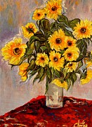 Monets Sunflowers by Anitra Painting by Anitra Handley-Boyt
