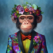 Monkey in a Floral Jacket Ai Art by Lori Lea Studios Monkey in a Floral Jacket Ai Art by Lori Lea Studios