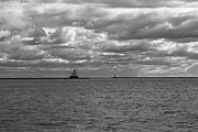 Monochrome Serenity - Lake Michigan's Guiding Light Photograph by Brigitte Blanchette Thompson Monochrome Serenity - Lake Michigan's Guiding Light Photograph by Brigitte Blanchette Thompson