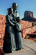Monument Valley Entrance Great Seal of the Navajo Nation Bronze Family Statue Photograph by Aloha Art