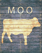 Moo Cow Rustic Wood Mixed Media by Dan Sproul