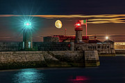 Moon rise over Dun Laoghaire Harbour, Dublin, Ireland Photograph by Adrian Hendroff