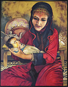 Moroccan Pieta - 2000 Painting by JoAnna Pettit-Almasude Moroccan Pieta - 2000 Painting by JoAnna Pettit-Almasude