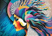 Mosaic Style Abstract Portrait - 01633-2 Digital Art by Philip Preston