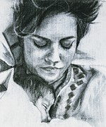 Mother with Newborn Drawing by Vicki B Littell