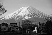 Mount Fuji in Black and White - Fujikawaguchiko Village View Photograph by Matthias Hauser