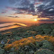Mount Washington Morning Sunburst Square Photograph by White Mountain Images