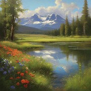 Mountain Meadow Lake Digital Art by Allen Nice-Webb Mountain Meadow Lake Digital Art by Allen Nice-Webb