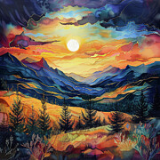 Mountain Sunset Digital Art by Peggy Collins