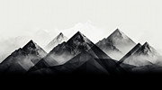 Mountain Wall Art Black and White Painting by Lourry Legarde