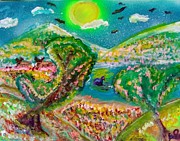 Mountains - Flowerbed Scene Painting by Andrew Blitman